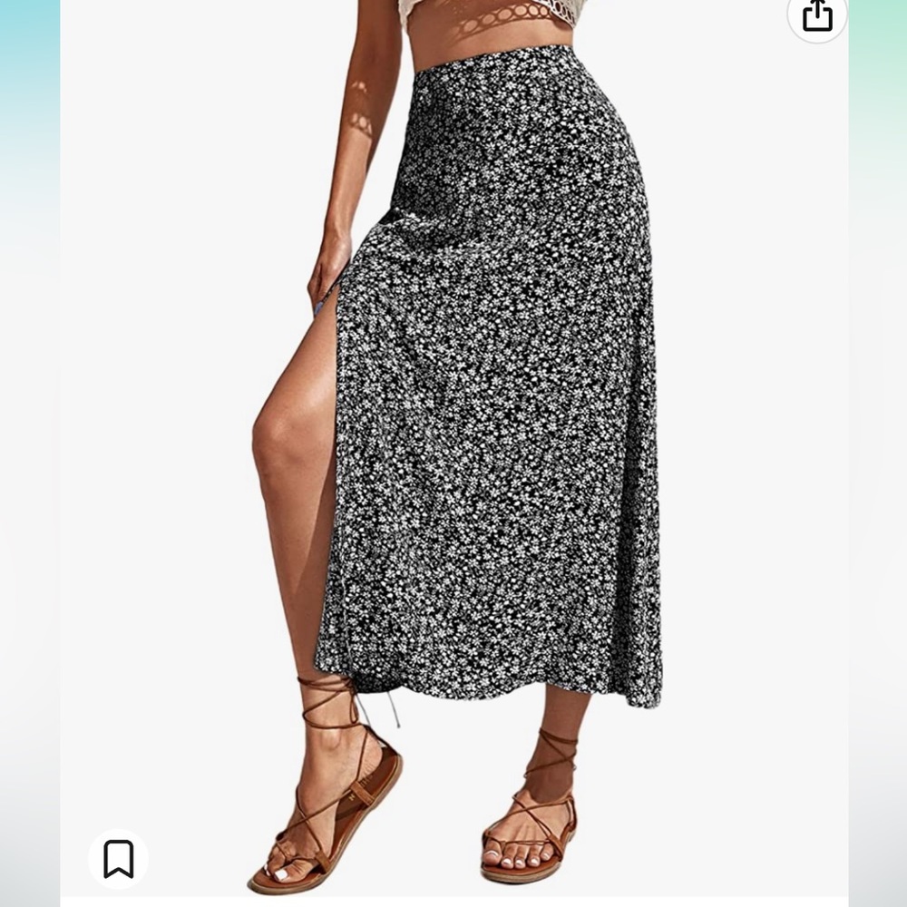 NWT midi high waist side split skirt